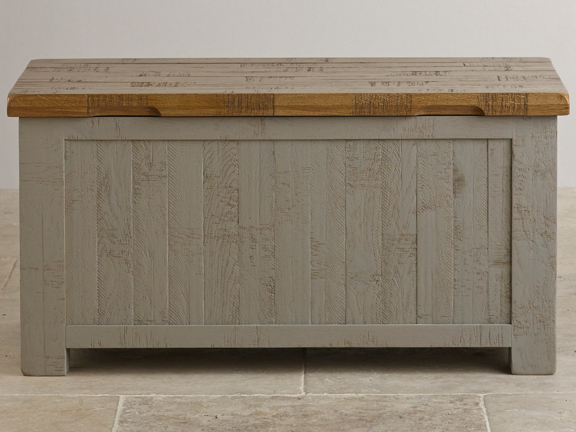 Clermont Painted Rough Sawn Solid Oak Storage Box Oak Furniture Land