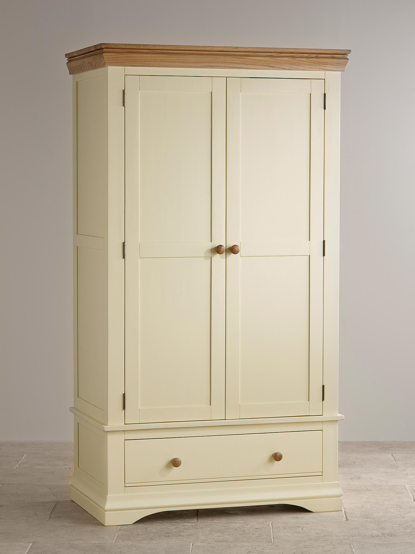 Country Cottage Natural Oak and Painted Painted Double Wardrobe