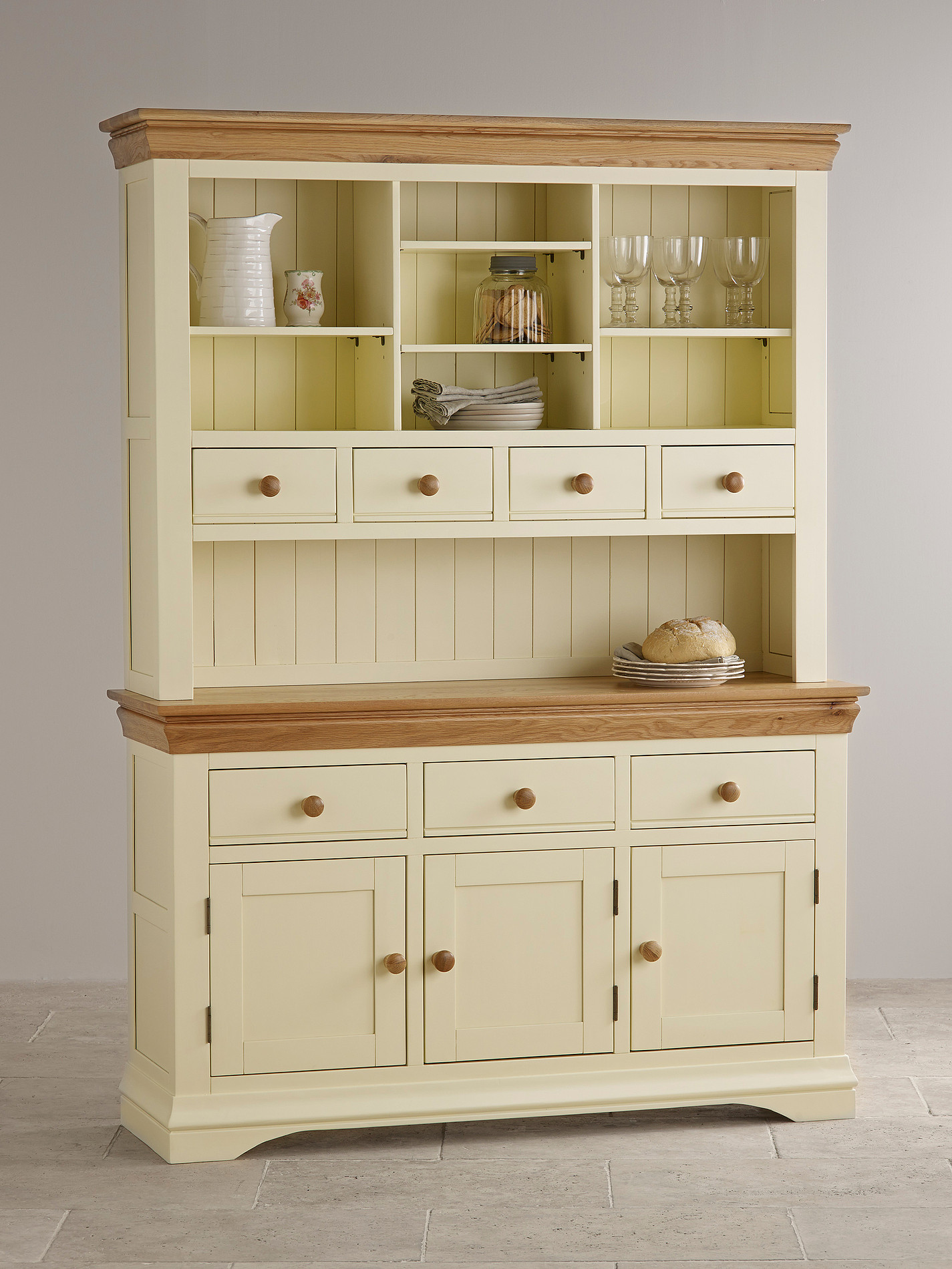 Country Cottage Natural Oak and Painted Large Dresser