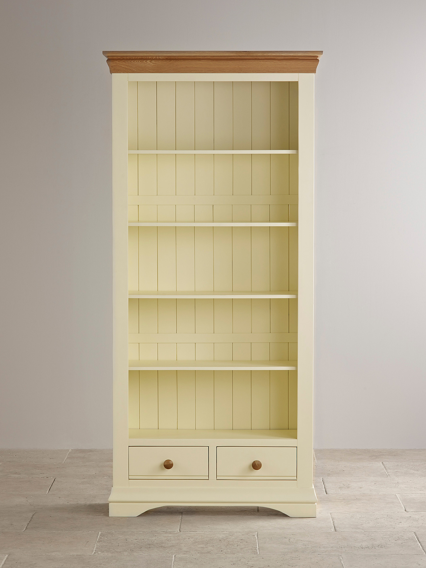 Country Cottage Natural Oak and Painted Tall Bookcase