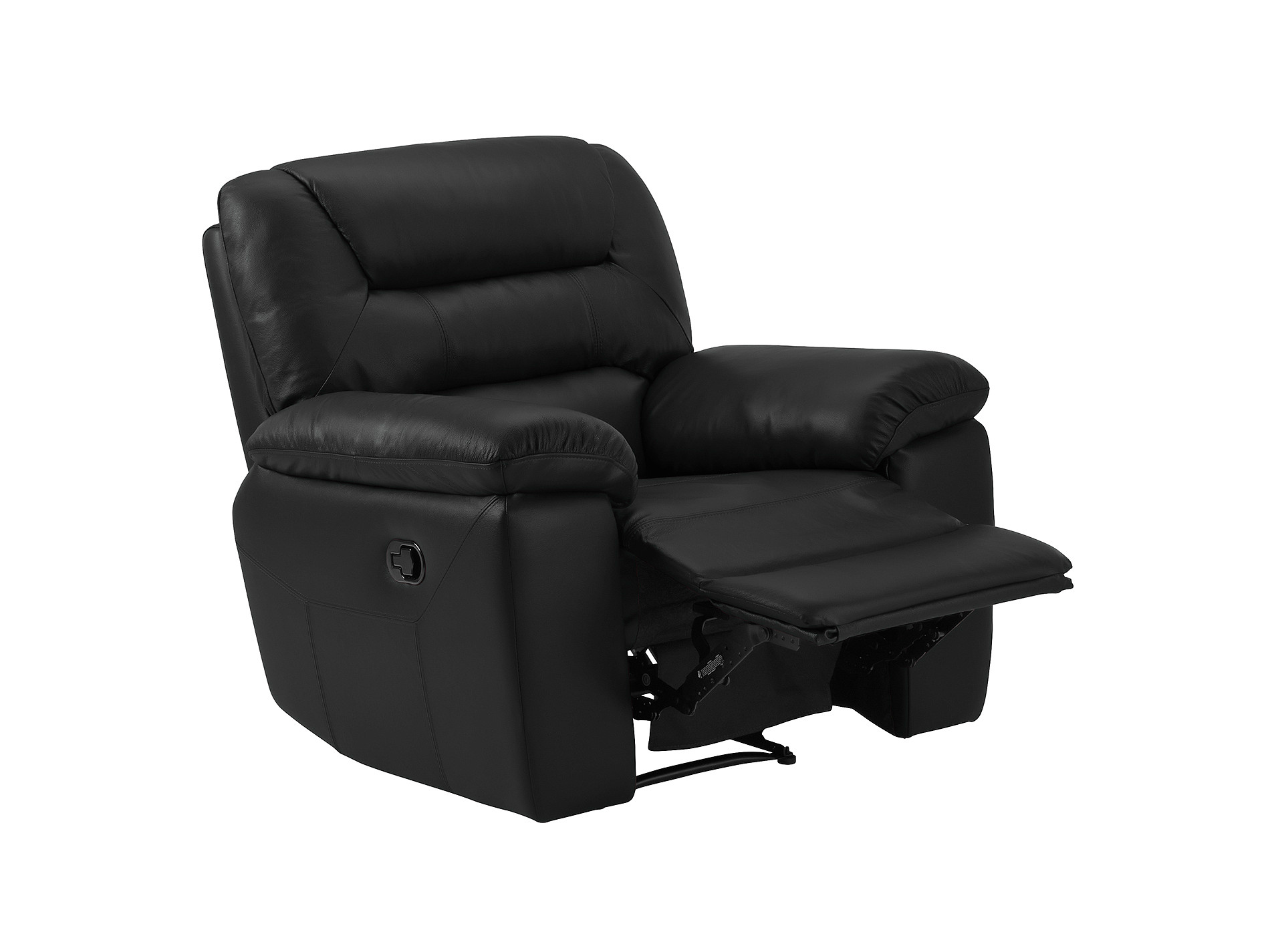 Devon Armchair with Manual Recliner Black Leather