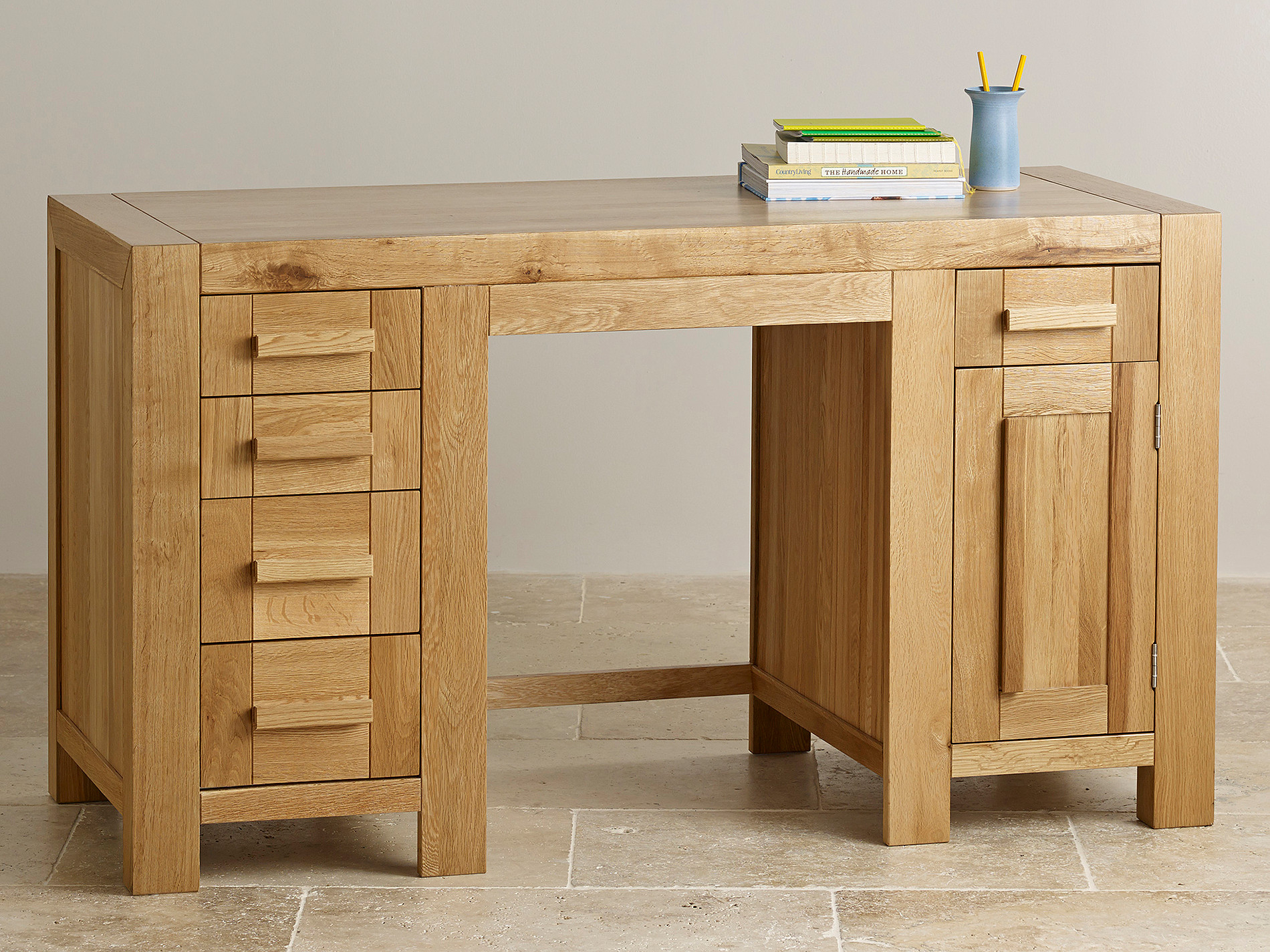 Fresco Natural Solid Oak Computer Desk Home Office Furniture