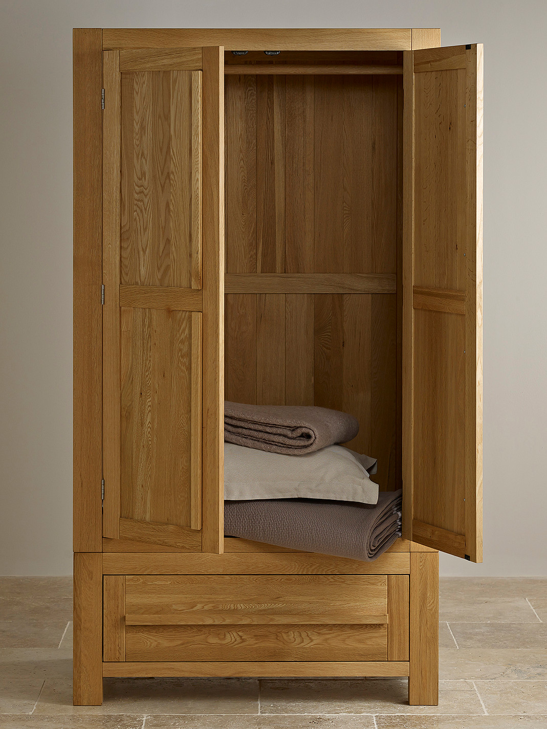 Fresco Natural Solid Oak Double Wardrobe Bedroom Furniture