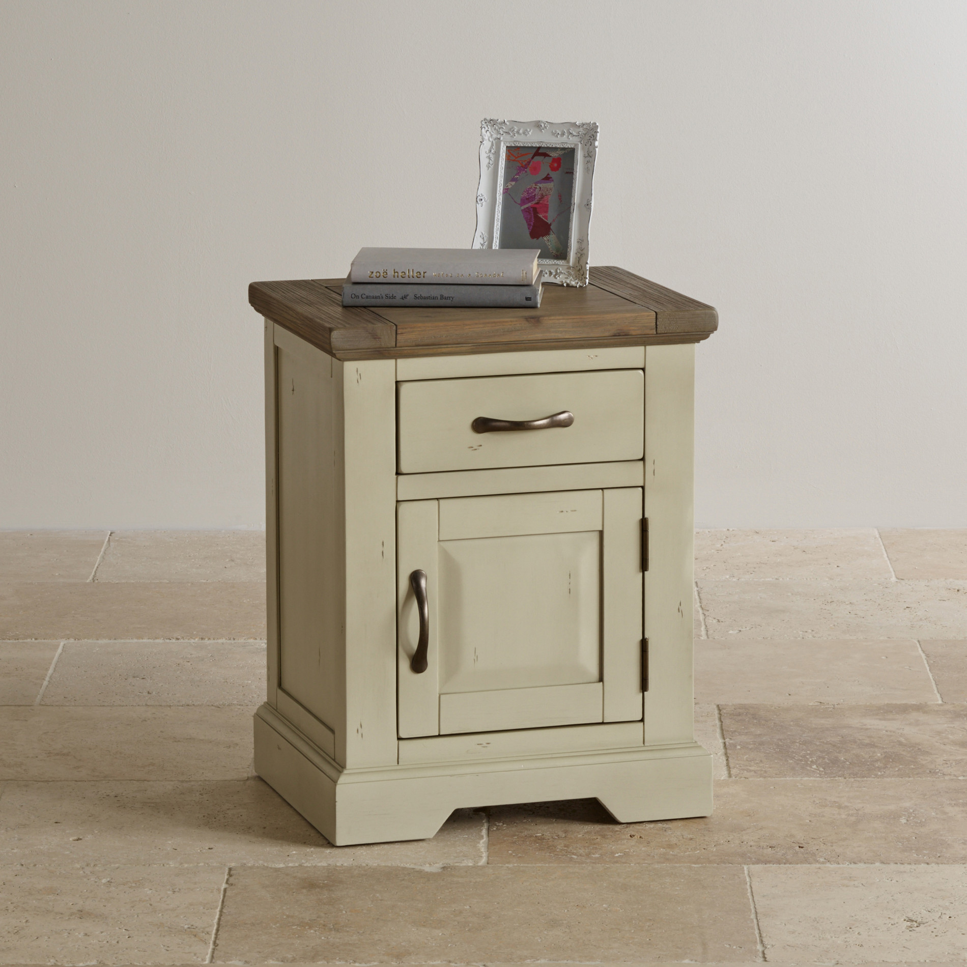 Isabella Brushed Acacia and Painted Bedside Table