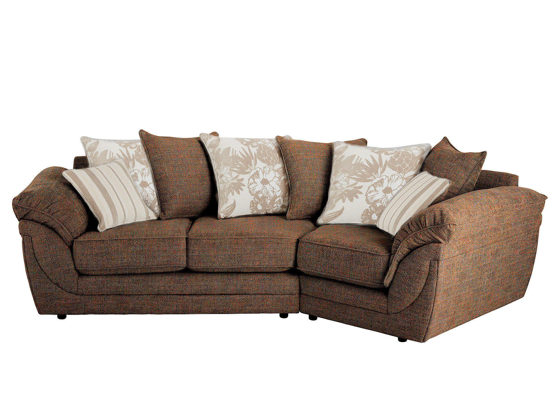 Jade Cosy Corner Sofa Right Facing Pillow Back in Ashley Brown