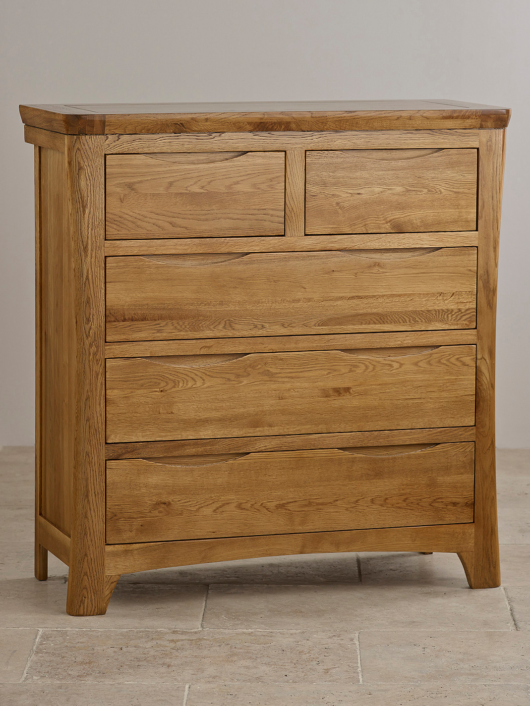Orrick Rustic Solid Oak 3+2 Chest of Drawers Bedroom Furniture