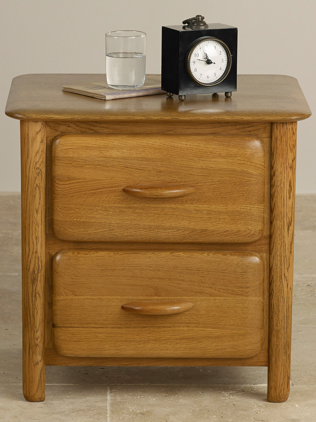 Osaka Rustic Solid Oak 2 Drawer Bedside Table Bedroom Furniture