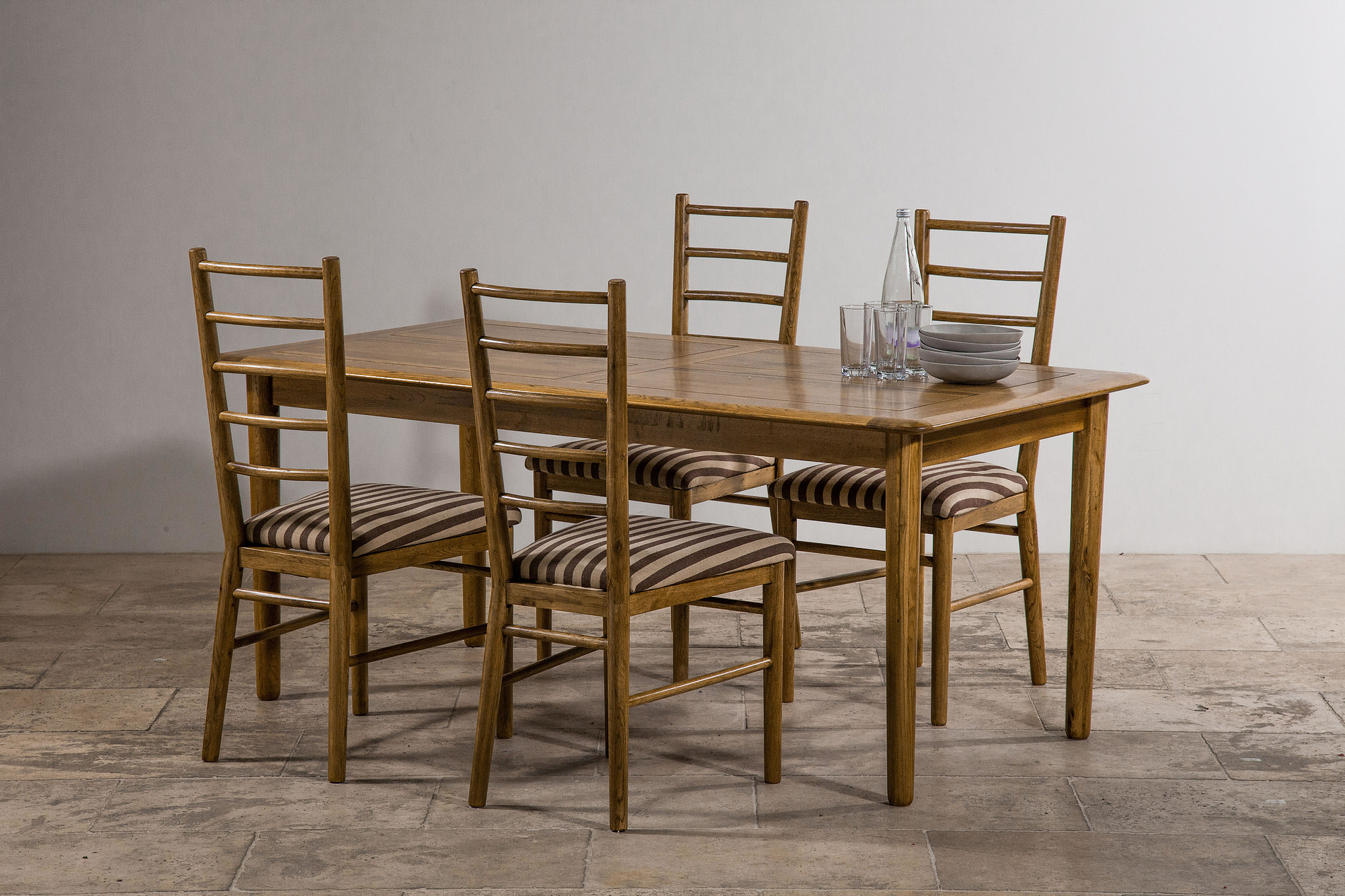 Osaka Rustic Solid Oak 6ft x 3ft Dining Table + 4 Osaka Rustic Solid