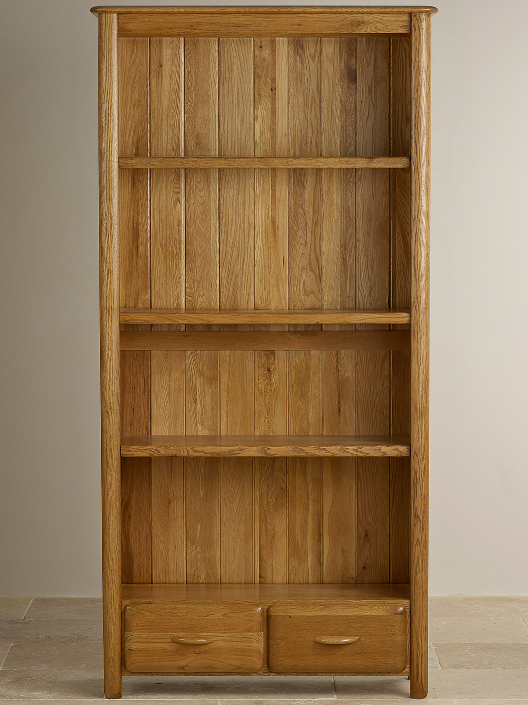 Osaka Rustic Solid Oak Large Bookcase Oak Furniture Land