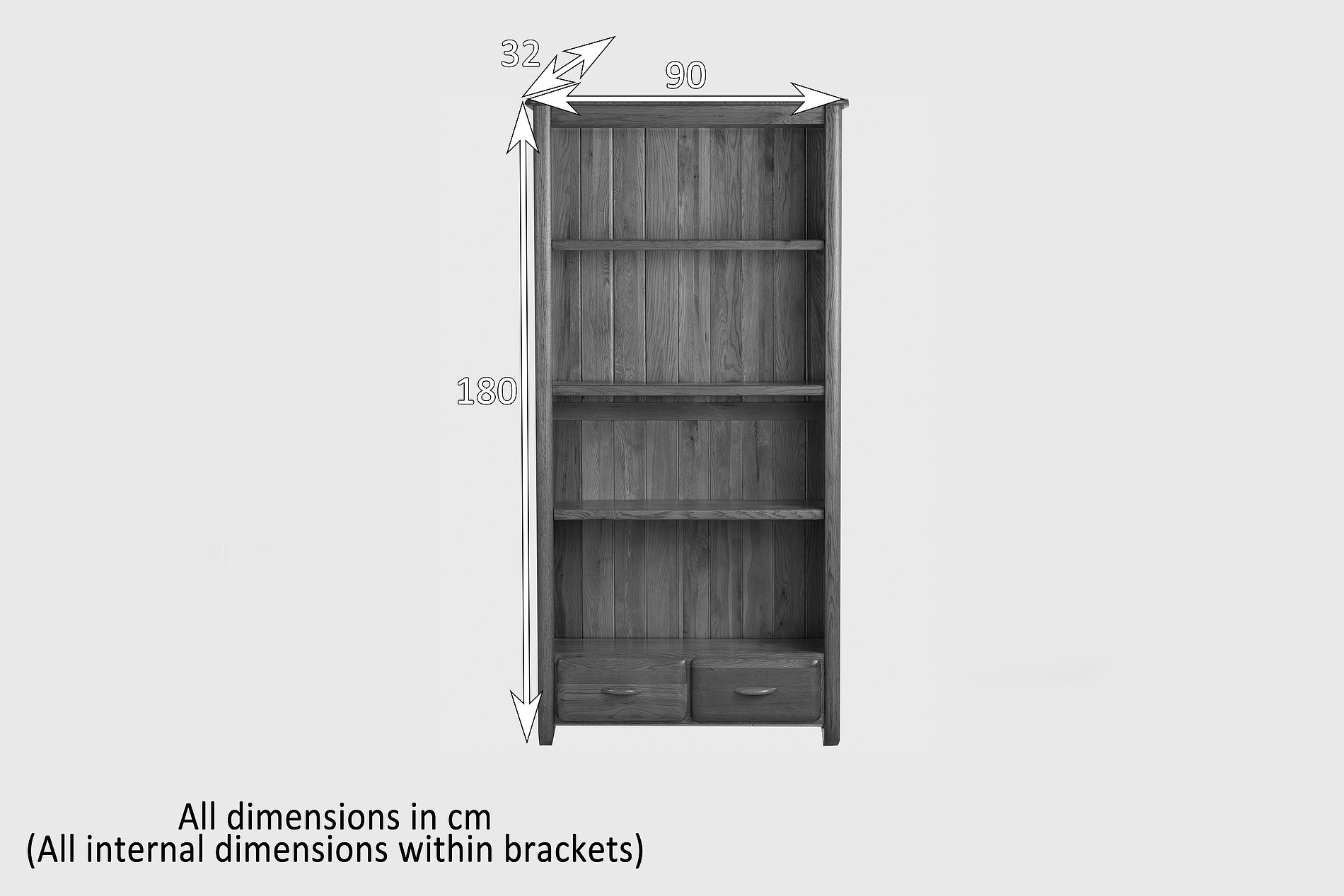 Osaka Rustic Solid Oak Large Bookcase Oak Furniture Land