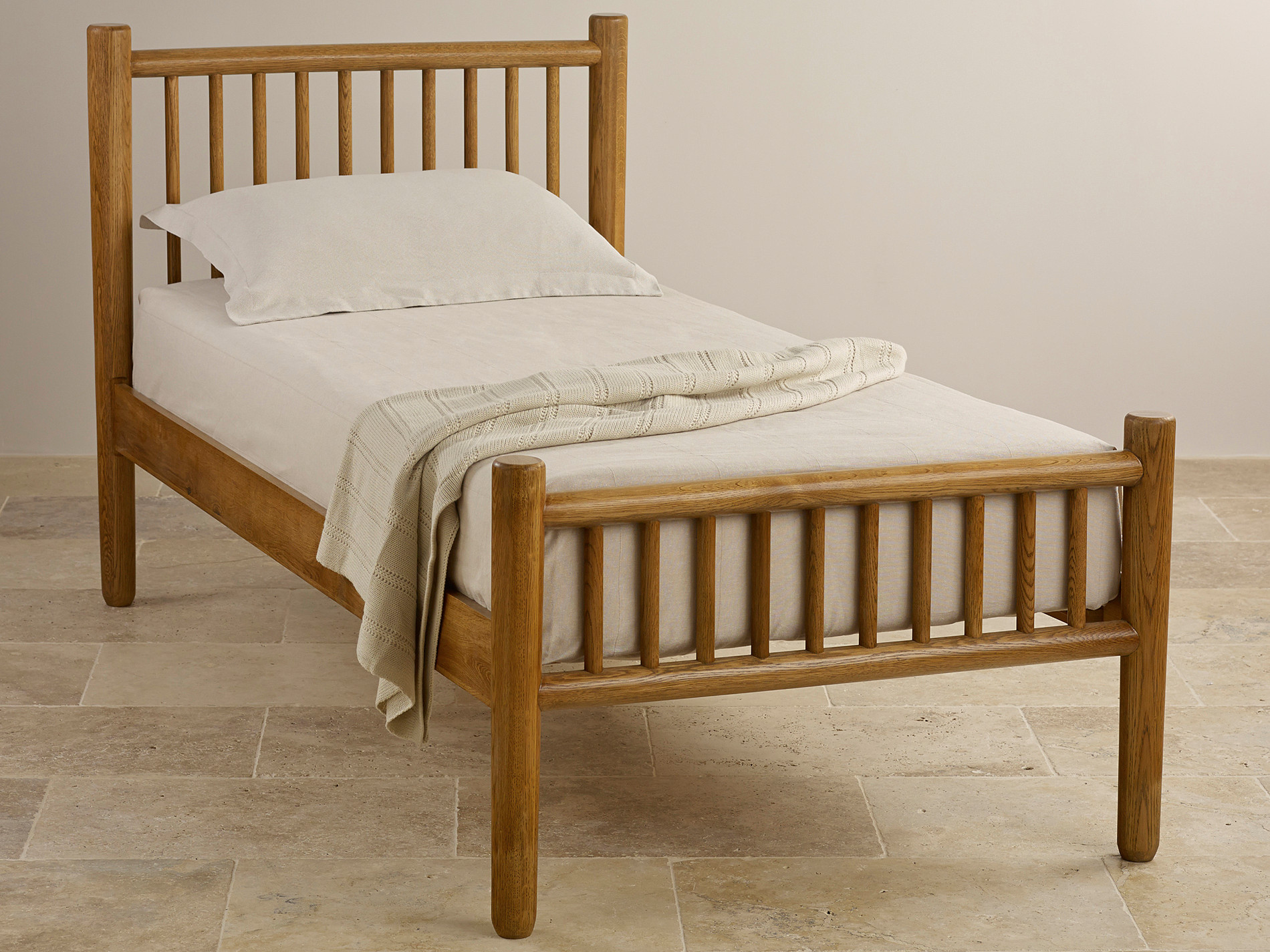 Osaka Rustic Solid Oak Single Bed Oak Furniture Land