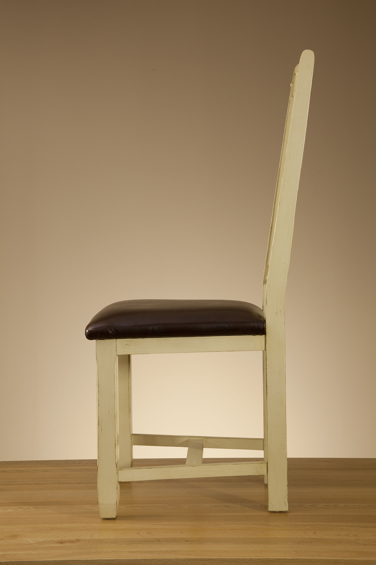 Phoenix Shabby Chic Painted Rustic Oak and Brown Leather Dining Chair