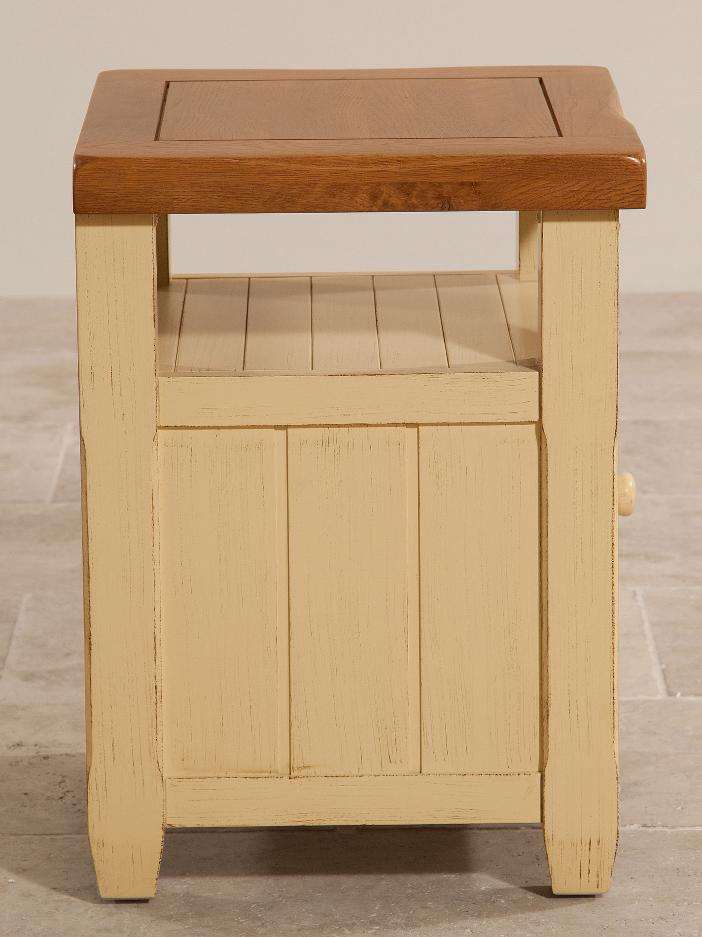 Phoenix Shabby Chic Rustic Oak and Painted 1 Door Bedside