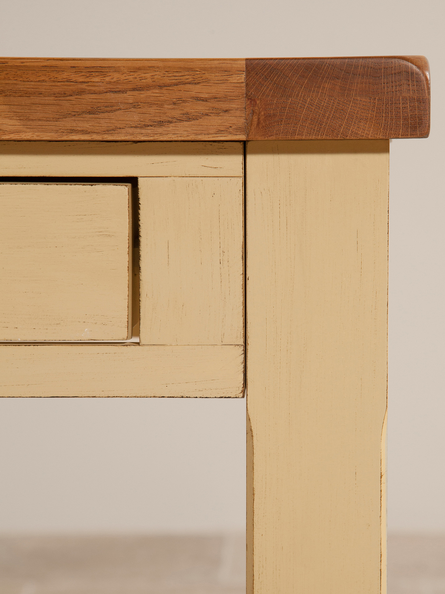 Phoenix Shabby Chic Rustic Oak and Painted 2 Drawer Console Table