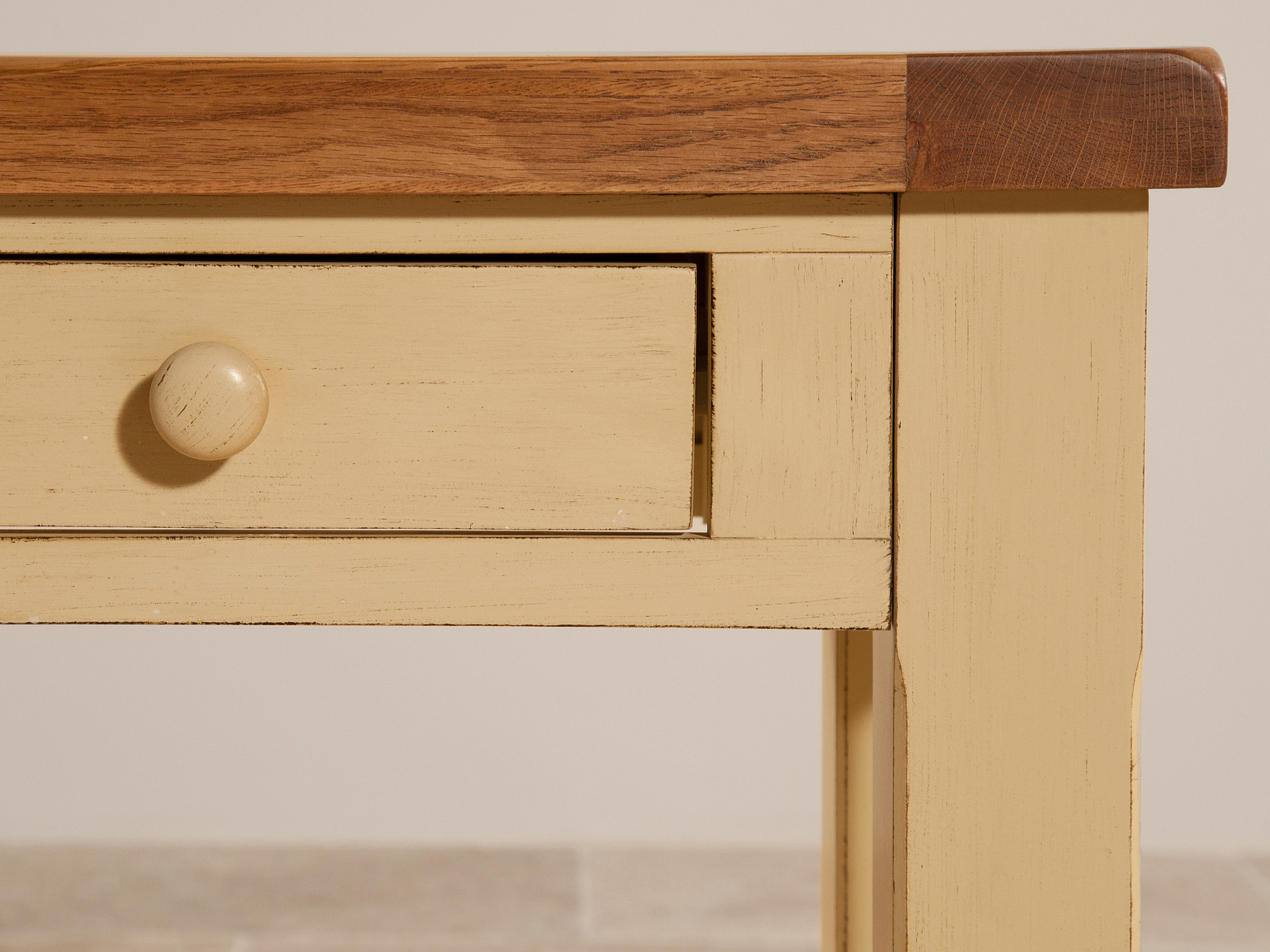 Phoenix Shabby Chic Rustic Oak and Painted 2 Drawer Console Table