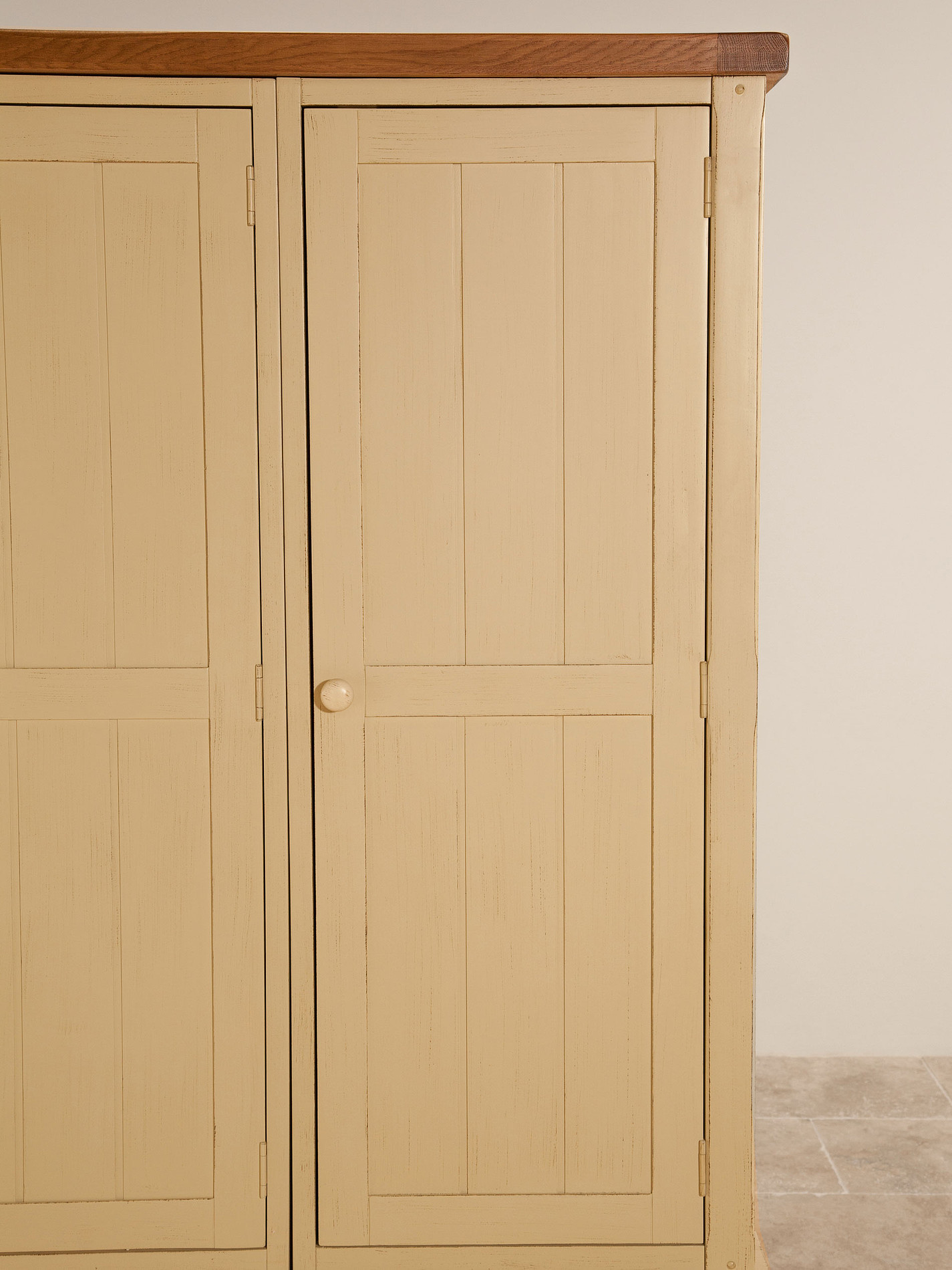 Phoenix Shabby Chic Rustic Oak and Painted Triple Wardrobe