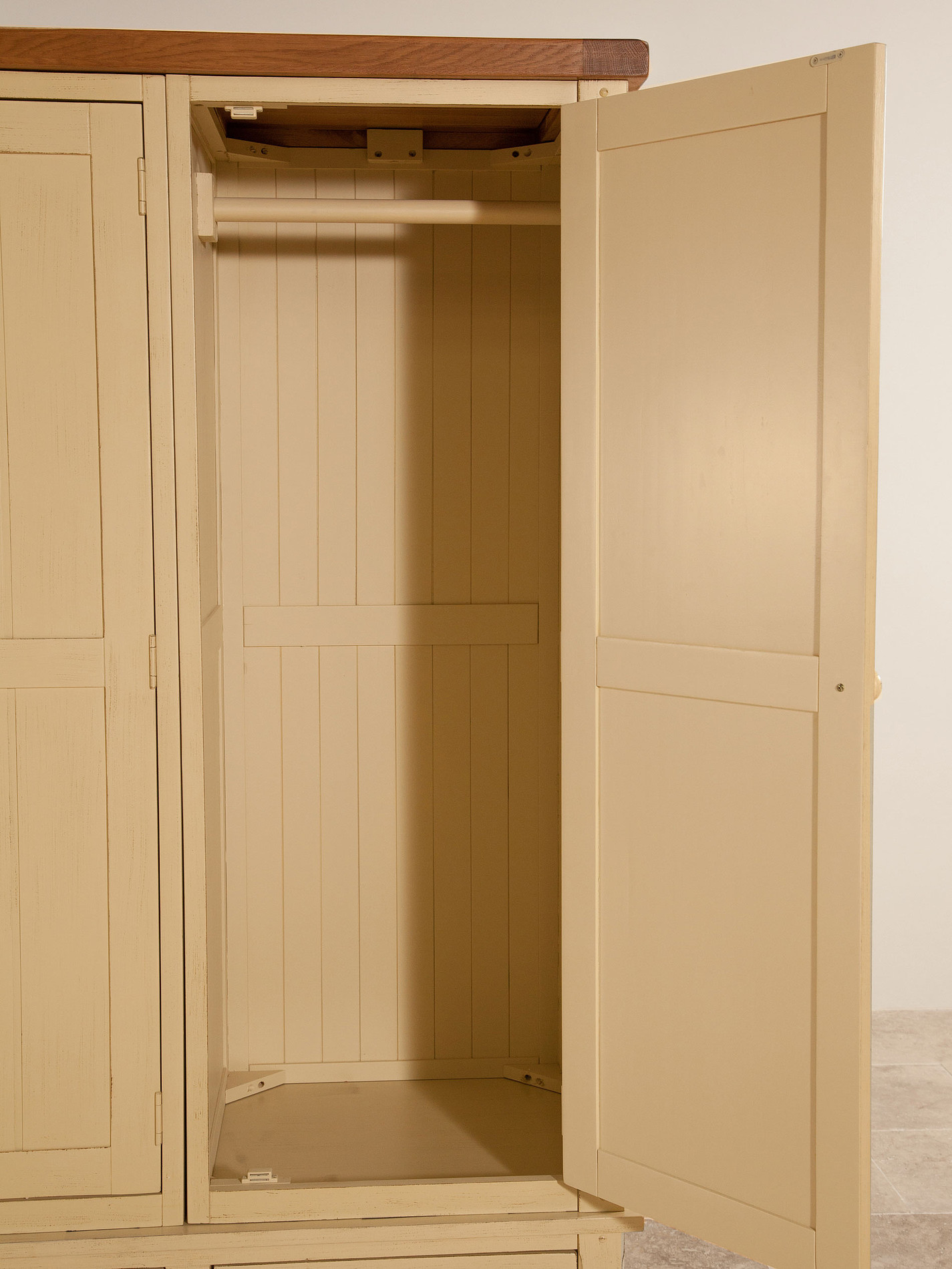 Phoenix Shabby Chic Rustic Oak and Painted Triple Wardrobe