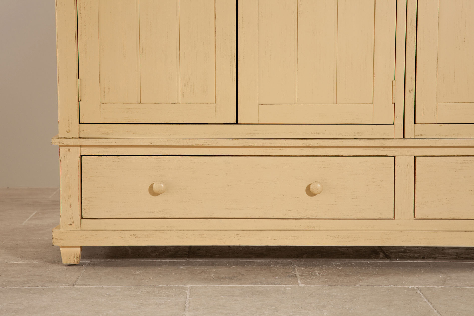 Phoenix Shabby Chic Rustic Oak and Painted Triple Wardrobe