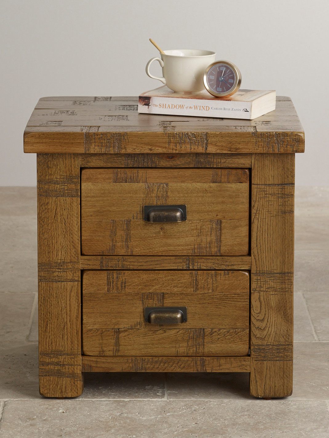 Ripley Rough Sawn Solid Oak 2 Drawer Bedside