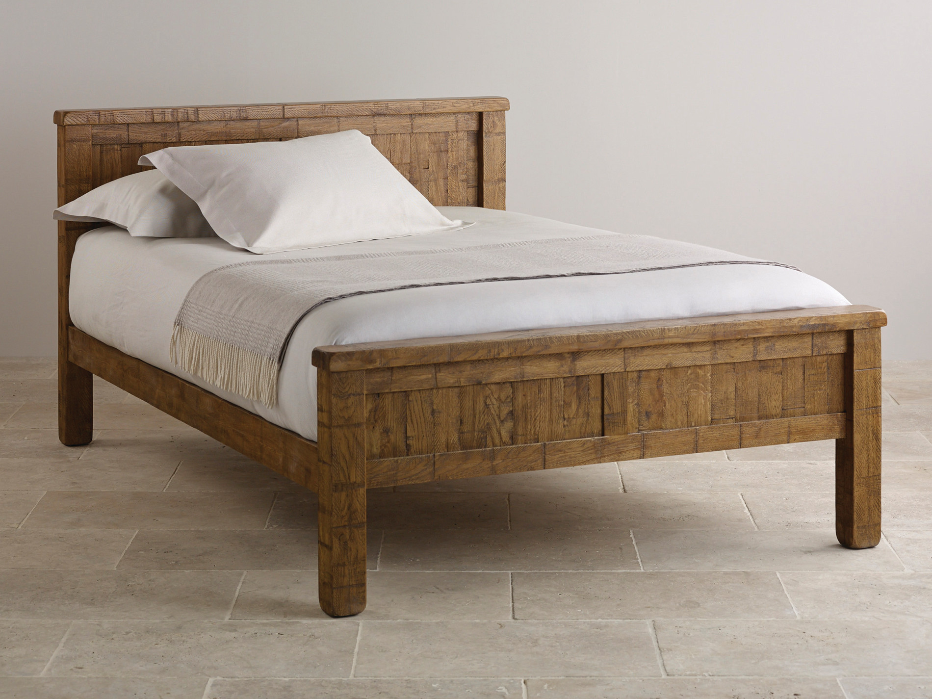 Ripley Rough Sawn Solid Oak Double Bed Bedroom Furniture