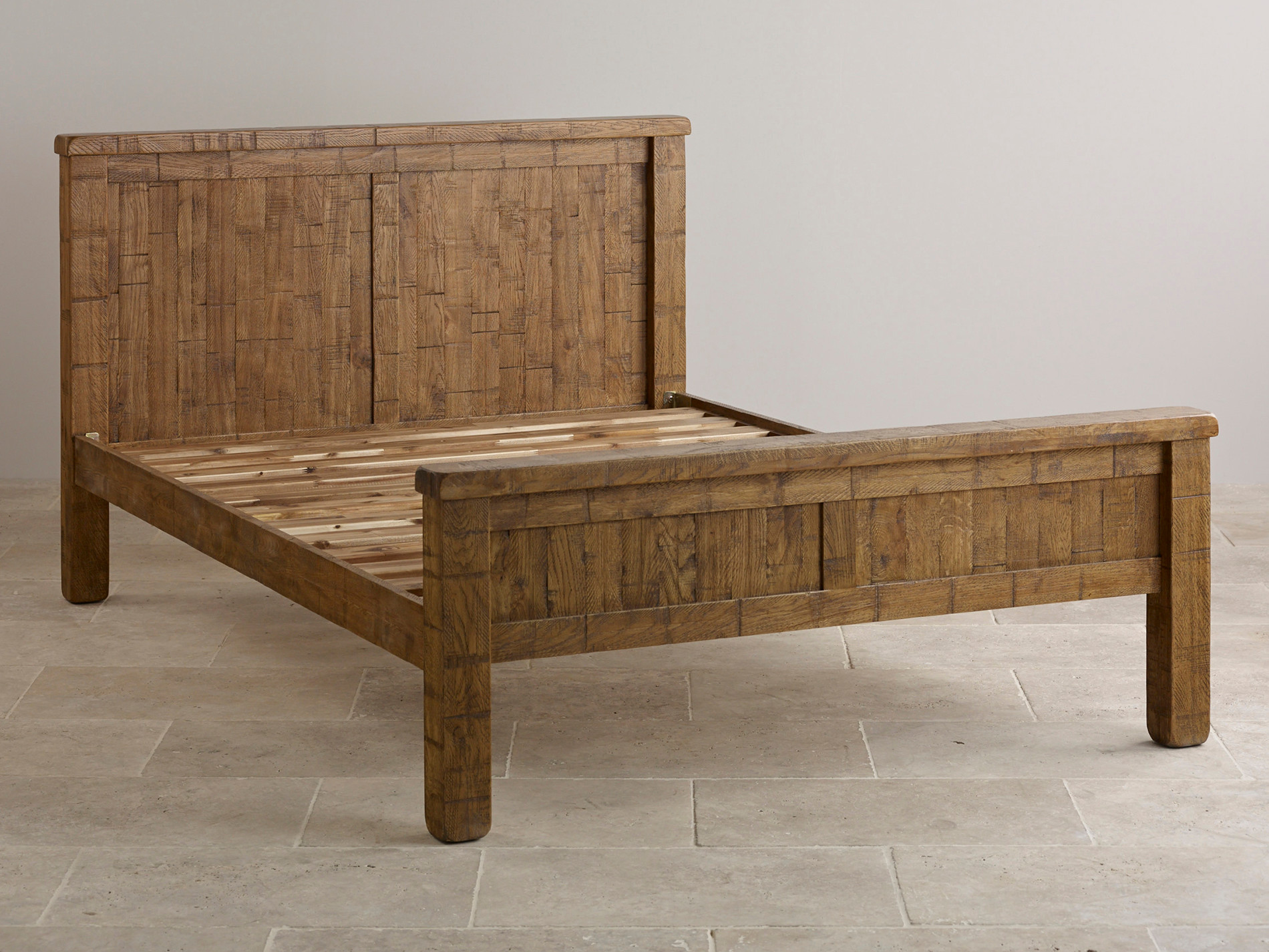 Ripley Rough Sawn Solid Oak Double Bed Bedroom Furniture