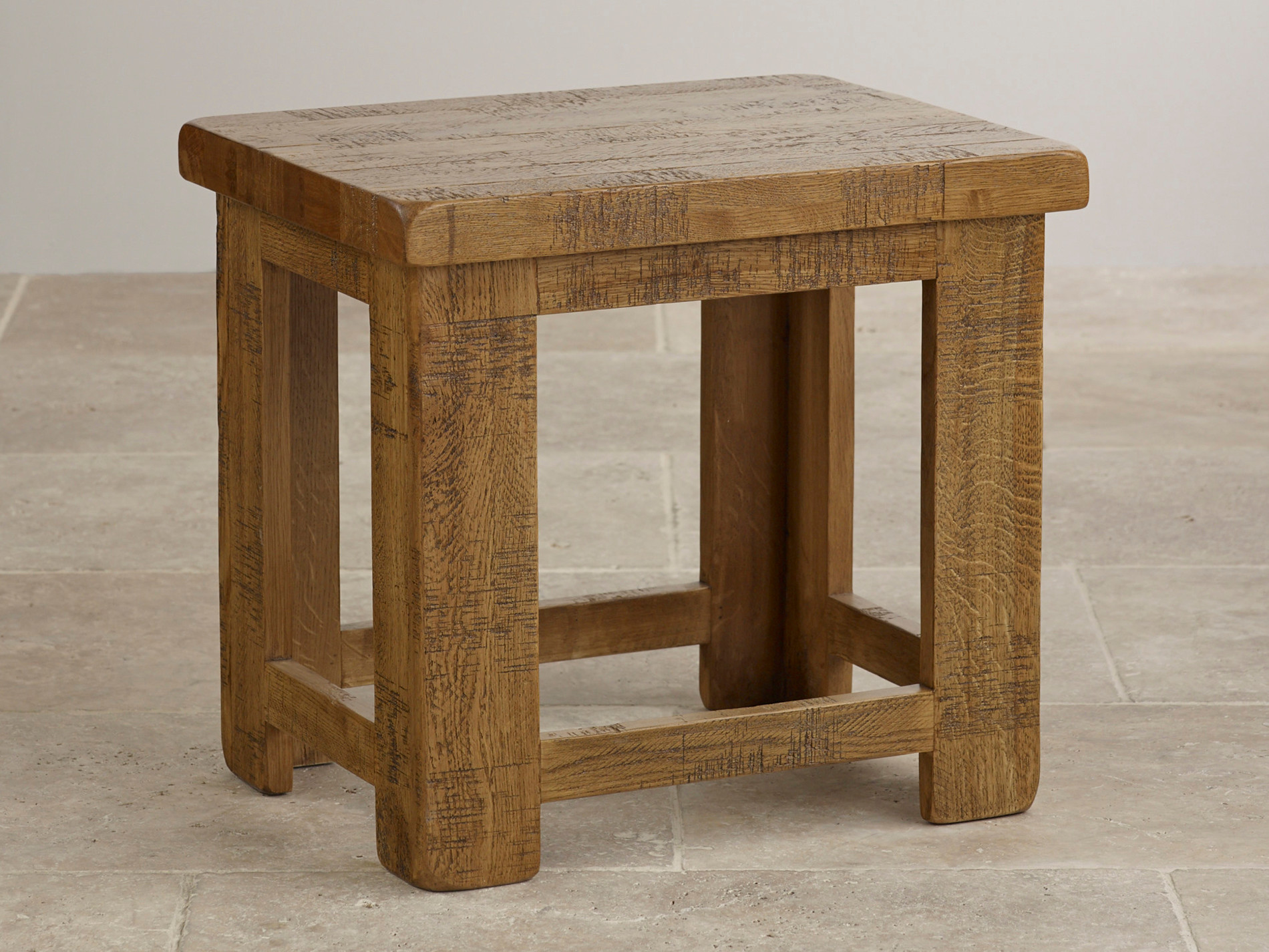 Ripley Rough Sawn Solid Oak Dressing Stool Bedroom Furniture
