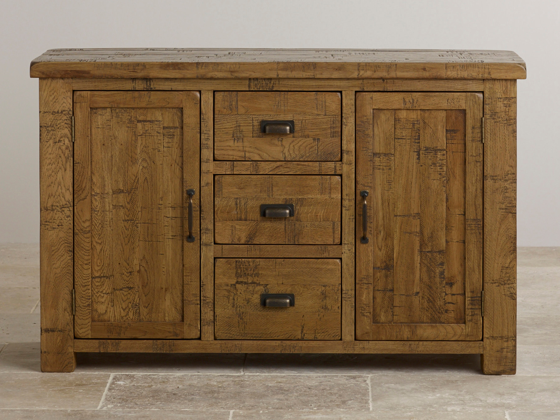 Ripley Rough Sawn Solid Oak Large Sideboard Oak Furniture Land