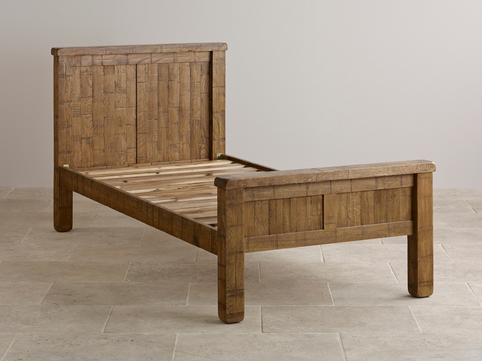 Ripley Rough Sawn Solid Oak Single Bed Bedroom Furniture