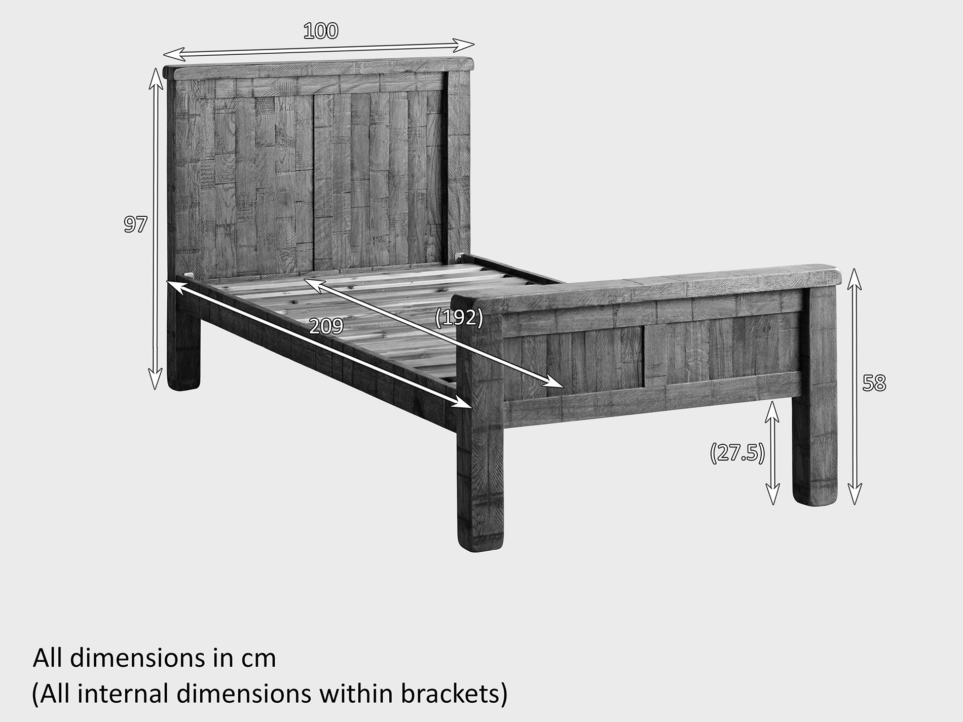 Ripley Rough Sawn Solid Oak Single Bed Bedroom Furniture