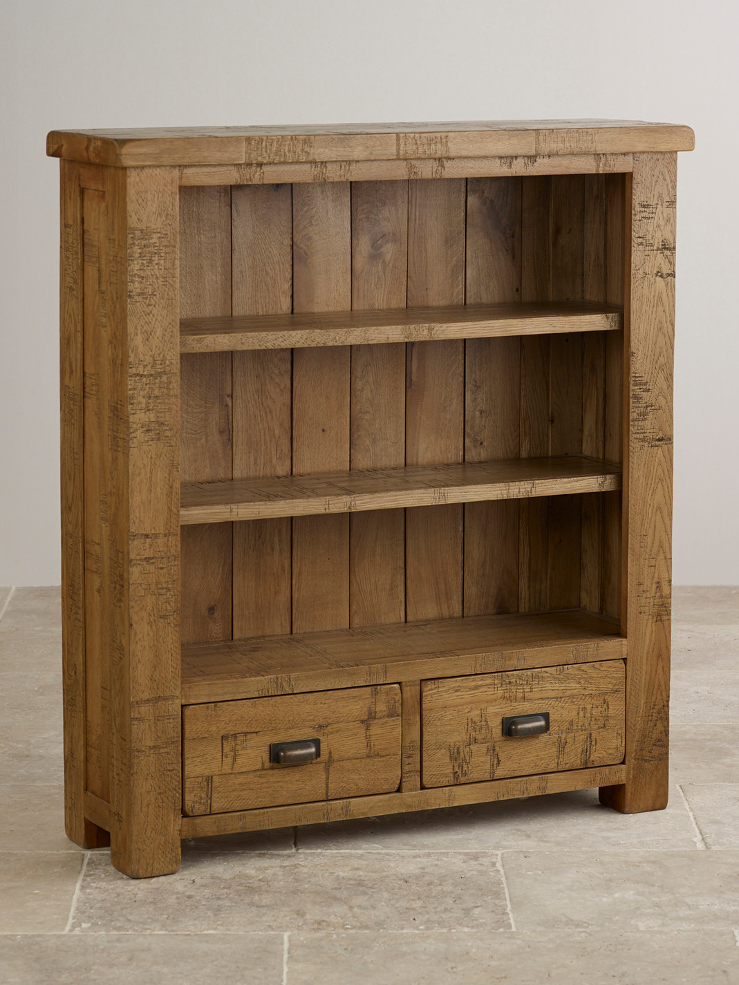 Ripley Rough Sawn Solid Oak Small Bookcase Home Office Furniture