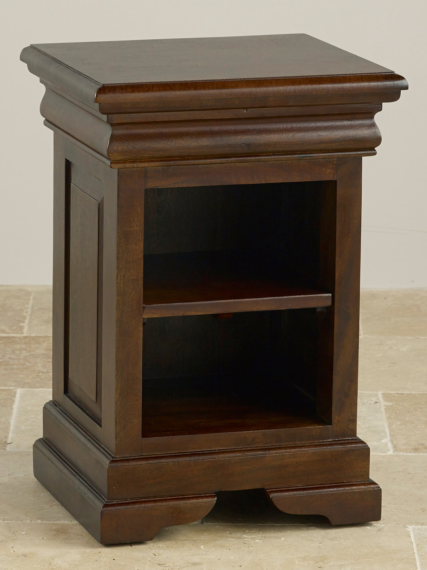 Sleigh Walnut Solid Mango Bedside Table