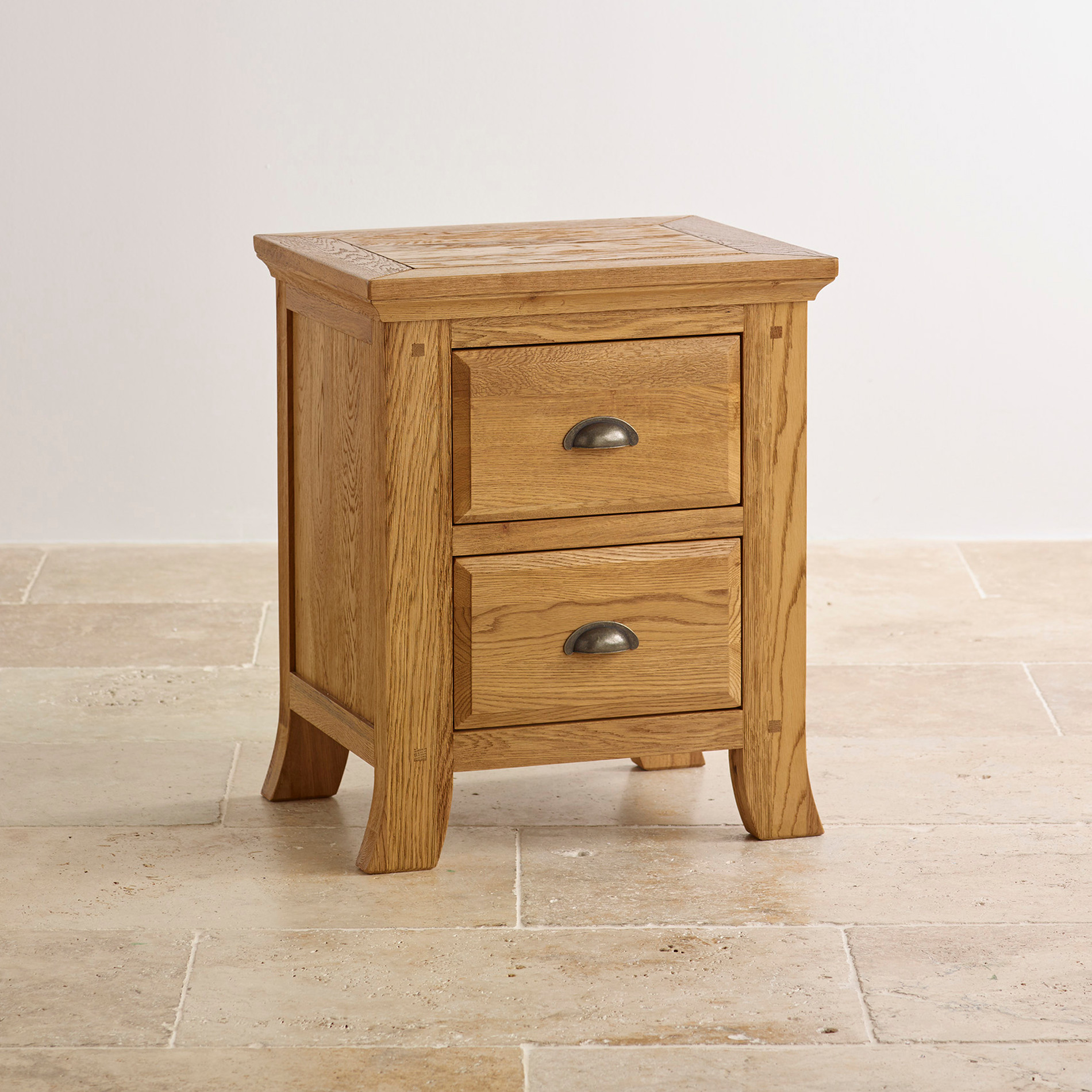 100 Hardwood Oak Bedside Table with Storage