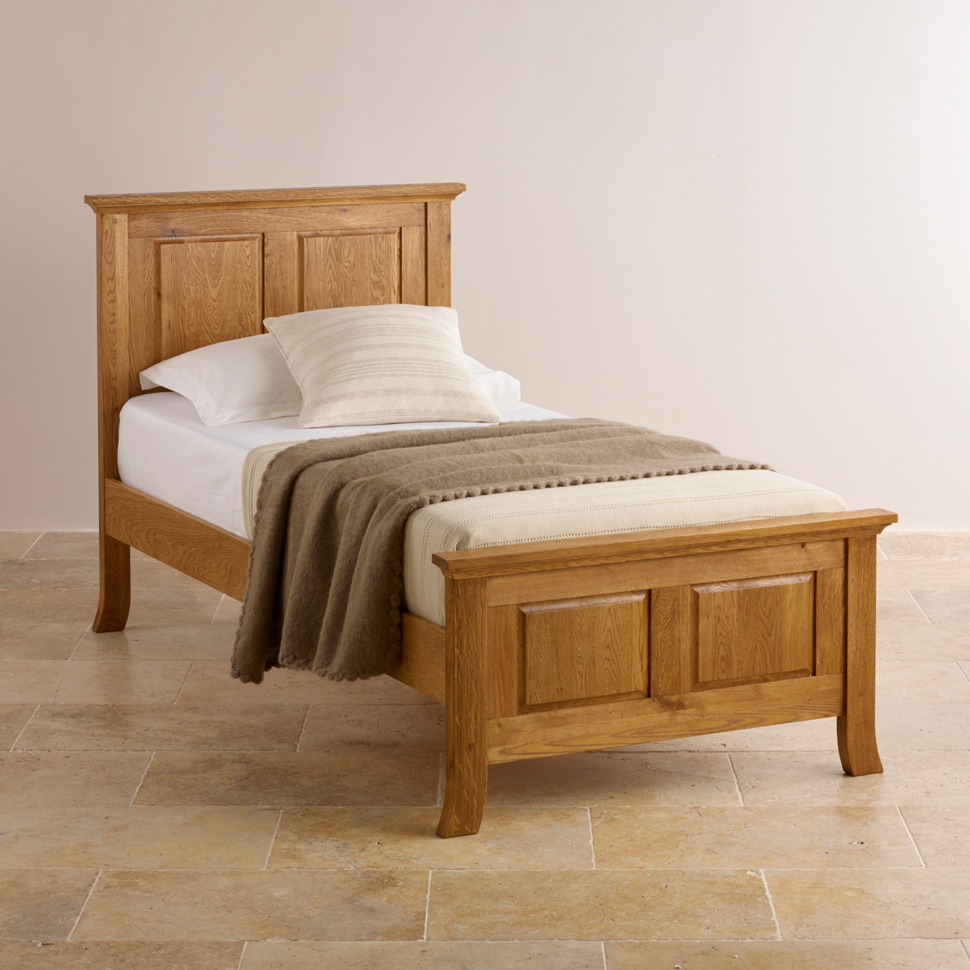 Solid Brushed Oak Single Bed