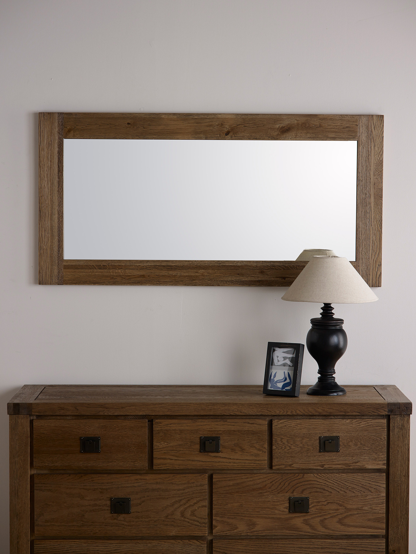 Brushed Solid Oak 1200 x 600 Wall Mirror Oak Furniture