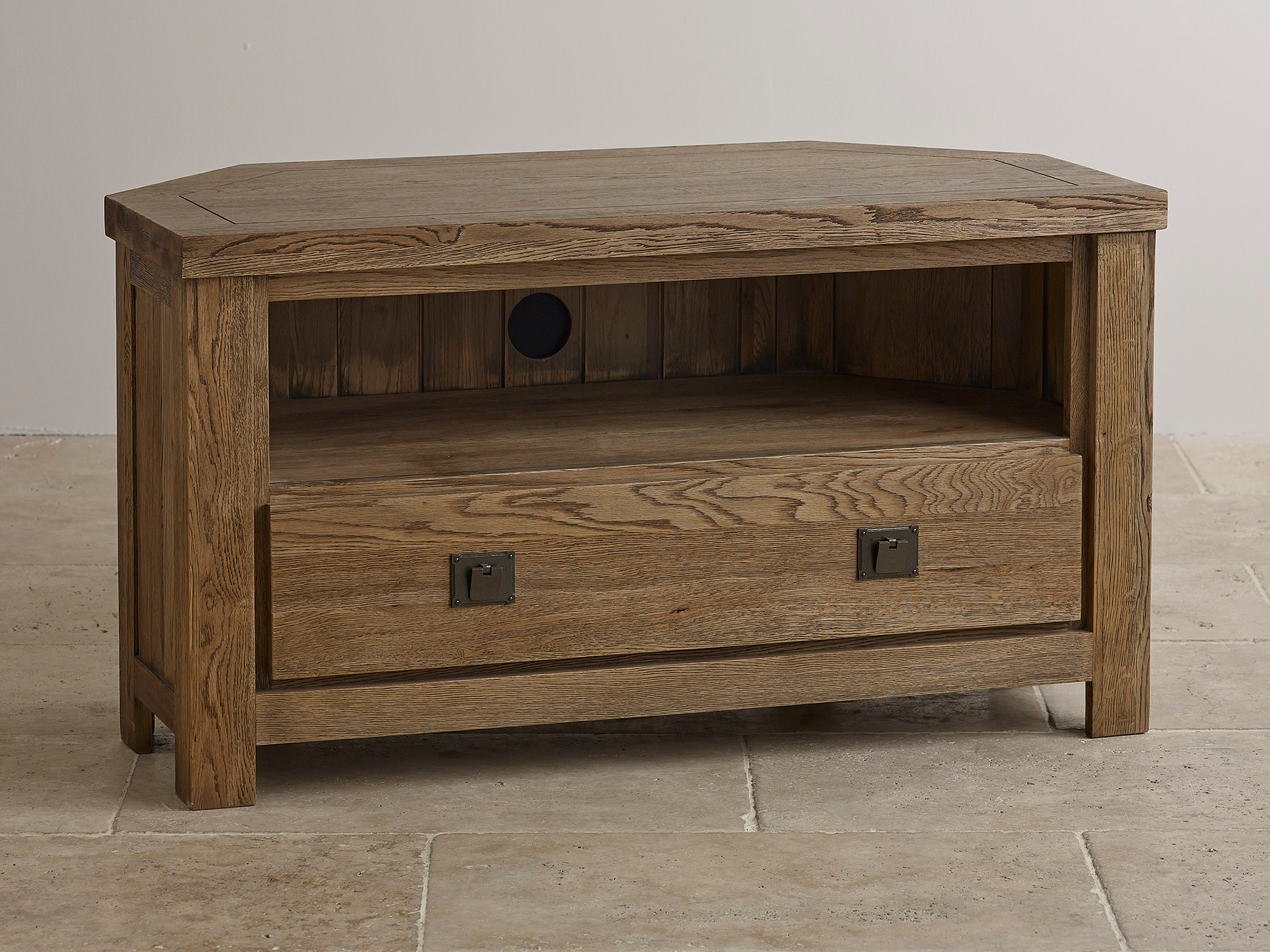 Brushed Solid Oak Corner TV Oak Furniture Land