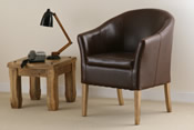 Leather Tub Chair with Side Table