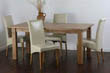Solid Oak Dining Set With 4 CREAM Scroll Back Leather Chairs