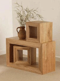 Dakar Solid Oak Set of 3 Cube Tables