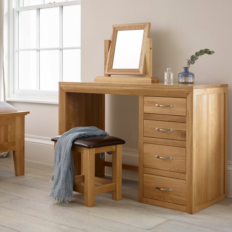 Bevel Natural Solid Oak Dressing Table by Oak Furniture Land