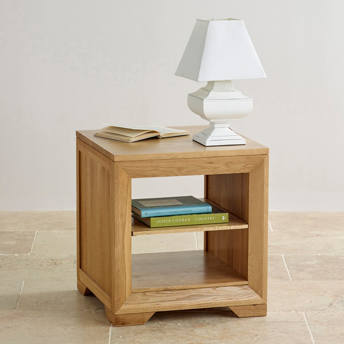 Bevel Natural Solid Oak Lamp Table Oak Living Room Furniture