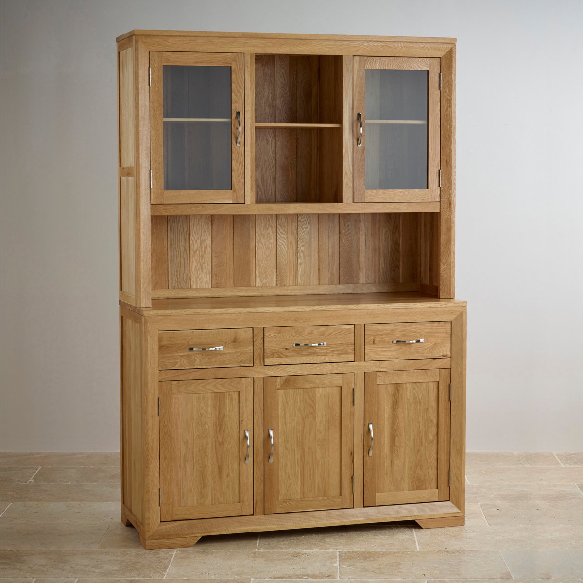 Bevel Large Welsh Dresser in Solid Oak Oak Furniture Land