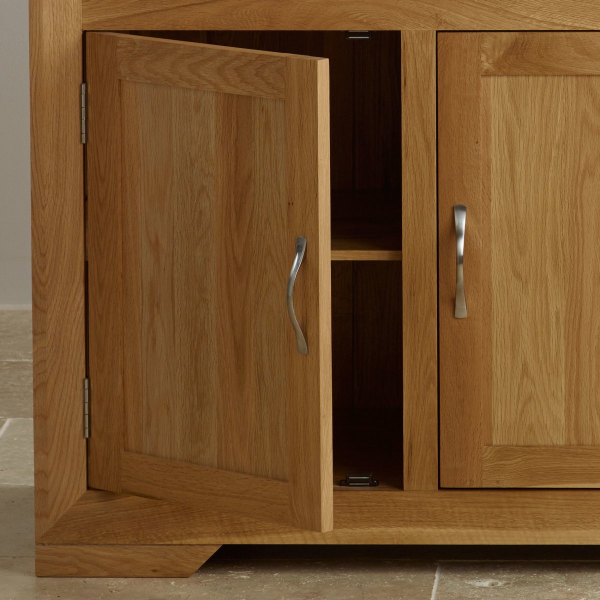 Bevel Natural Solid Oak Large Sideboard Oak Furniture Land