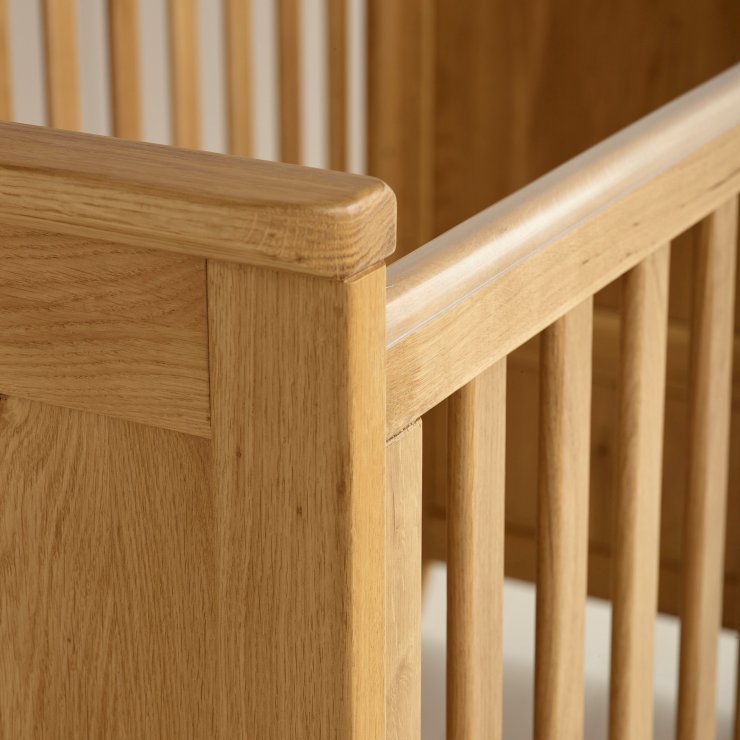 Bevel 3 in 1 Cot Bed in Natural Solid Oak Oak Furniture Land