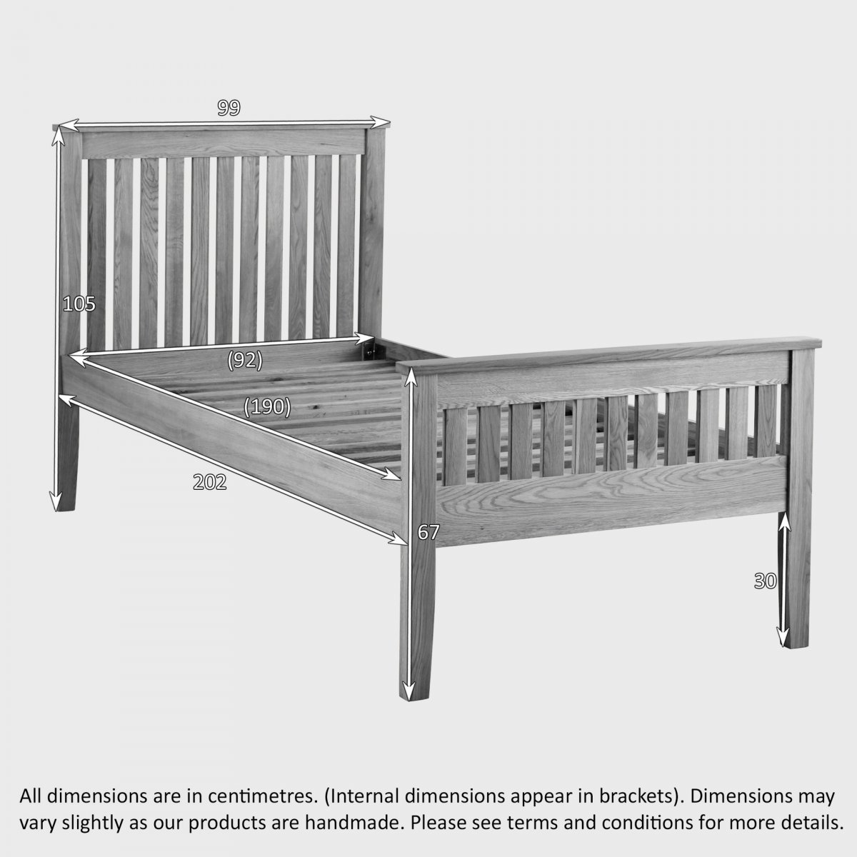 Cairo Natural Solid Oak Single Bed Bedroom Furniture