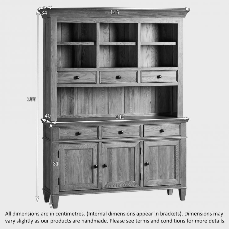 Classic Large Dresser in Natural Solid Oak Oak Furniture Land