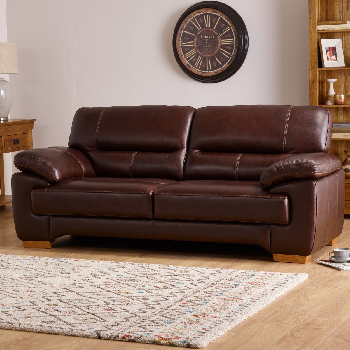 Clayton 2 Seater Sofa in Brown Leather | Oak Furniture Land