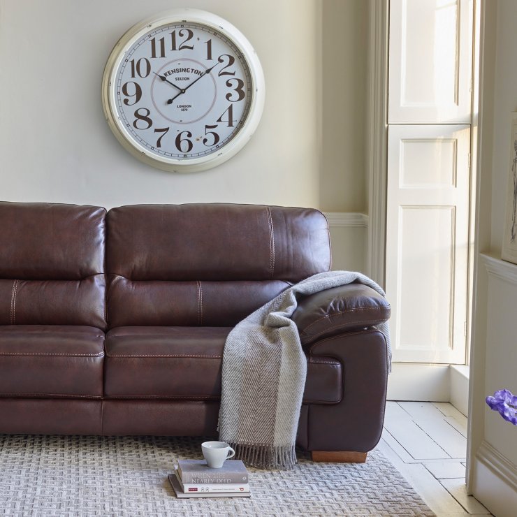 Clayton 3 Seater Sofa in Light Brown Leather Oak Furniture Land
