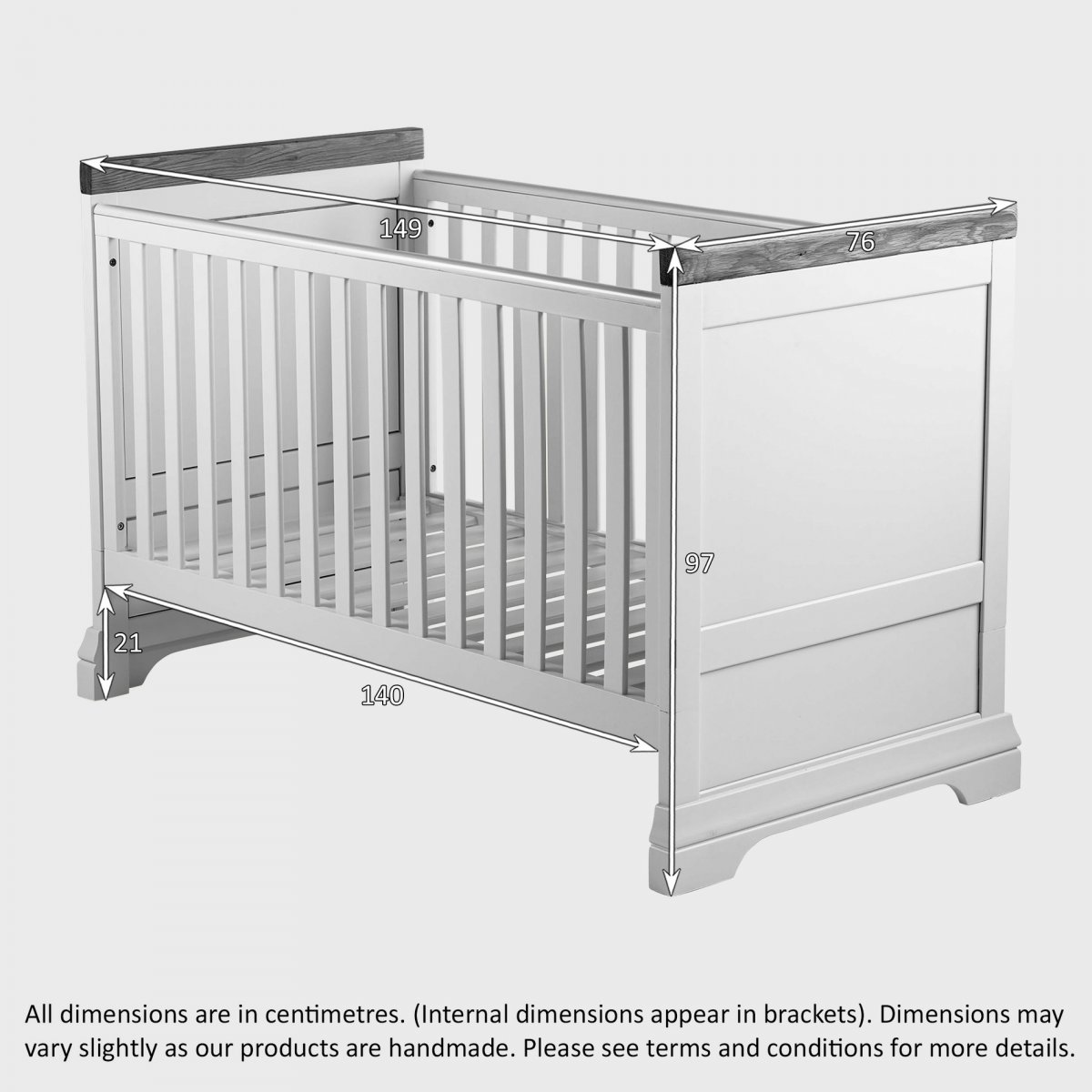 Country Cottage Painted Cot Bed in Solid Oak Oak Furniture Land