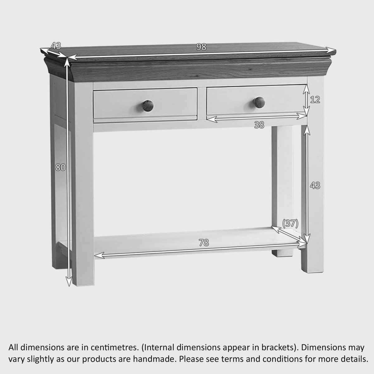 Country Cottage Console Table in Painted Oak Oak Furniture Land