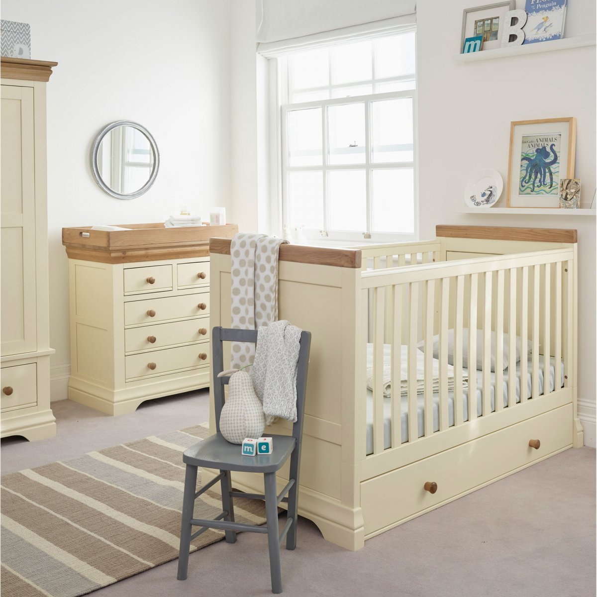 Country Cottage Nursery Wardrobe in Cream Painted Oak
